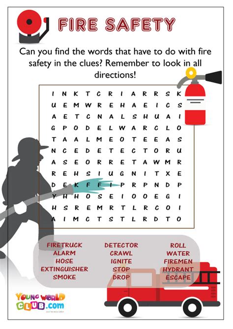 Fire Safety Word Search Free Printable Templates