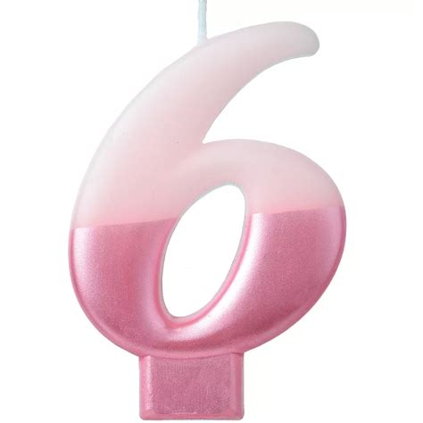 Metallic Dipped Pink Number 6 Birthday Candle 3 1/4in | Party City Canada