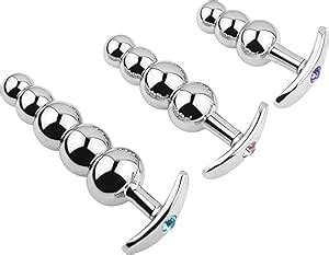 Amazon Metal Anal Beads Butt Plug Set Wearable Small Large Anal Plug G Spot Dildo Insert