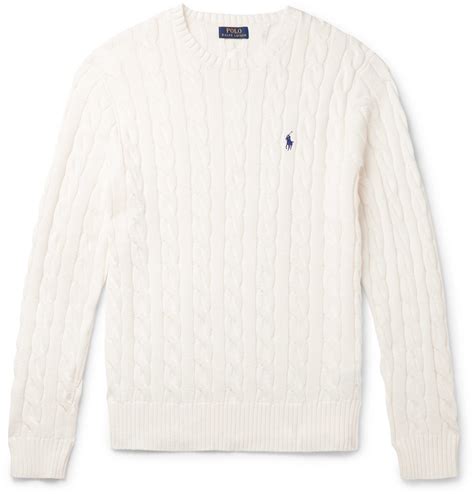 Polo Ralph Lauren Cable Knit Cotton Sweater White Polo Ralph Lauren