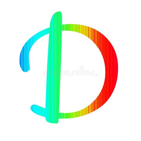 Letter D Of The Alphabet Made With Stripes In Colors Of The Rainbow