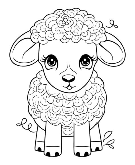 Premium Vector Coloring Page Of Cute Baby Sheep Hand Drawn Vector