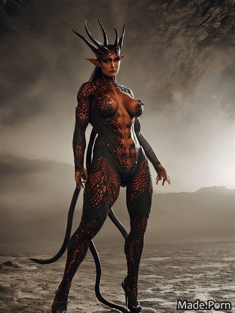 Porn Image Of Demon Wings Gigantic Boobs Red Demon Tail Nipples Thick Muscular Created By AI