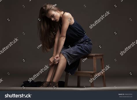 Sexy Fashion Model Natural Brunette Hair库存照片 Shutterstock