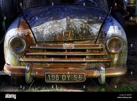 Rusty Old Broken Down French Car Stock Photo Alamy