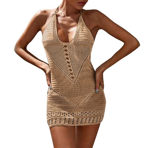 Celivon Womens Summer Fashion Solid Color Sexy Hollow Beach Skirt Bikini Swimsuit Cover Up Sun