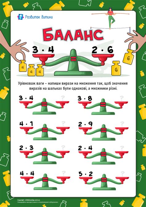 Баланс: тренажер таблиці множення – Розвиток дитини