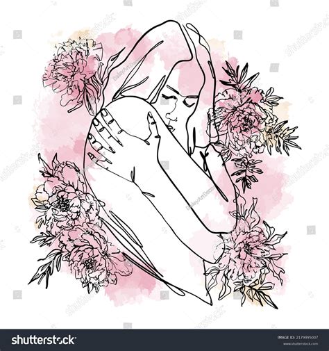 Silhouette Naked Female Figure Black Linear Stock Vector Royalty Free Shutterstock