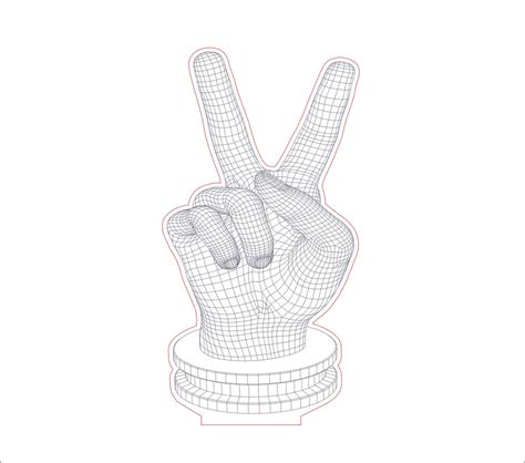 Peace Gesture Svg D Illusion Acrylic Lamp Vector D Night Lamp Vector