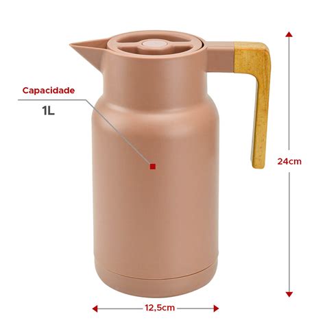 Garrafa Térmica Café Chá Nórdica Nude Cabo Bambu