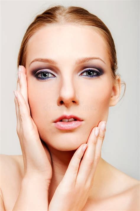 Blonde Topless At A Hearth Stock Image Image Of Short