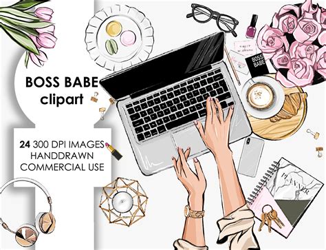 Boss Babe Fashion Planner Girl Flatlay Clipart By LoveAndLatte TheHungryJPEG