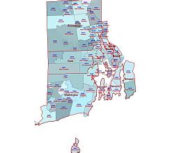 Rhode Island zip code vector map and location - Your-Vector-Maps.com