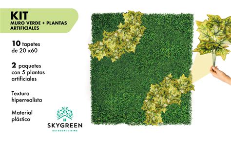 SKYGREEN 10 Pzas Follaje Artificial Muro Verde Con Hojas Decorativas