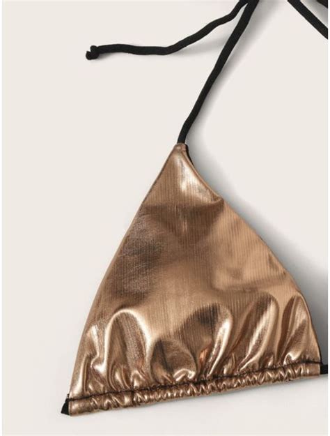 Buy Metallic Triangle Bikini Set Online Topofstyle