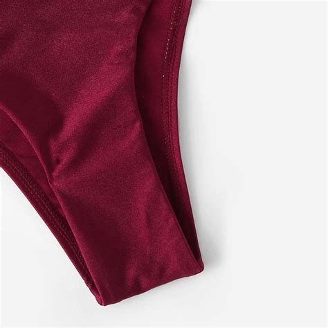 China Mature Women Shiny Wine Sexy Beach Wear Two Piece Bikini Swimwear China Swimwear And One