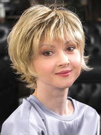 Chin Length Monofilament Wavy Blonde With Bangs Synthetic Women Medium Wigs