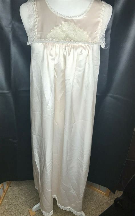 Vtg Christian Dior Lingerie Long Nightgown Ivory Crea Gem