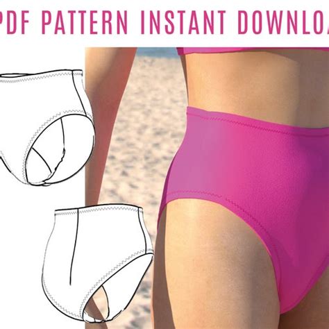 Diy High Waist Bikini Bottom Sewing Pattern PDF Retro Etsy