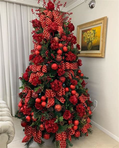 Arvore De Natal Vermelha E Verde - Árvore de Natal Vermelha Magnífica