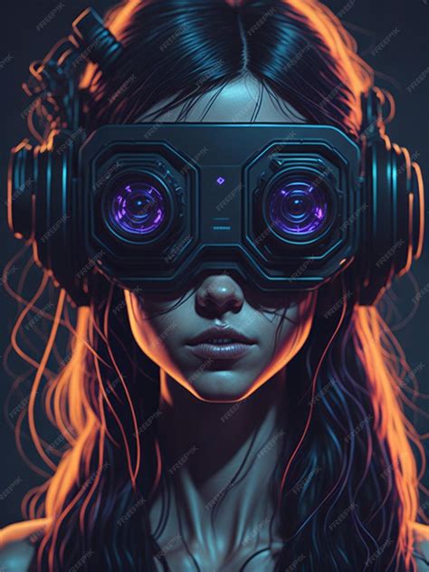 Premium Ai Image Closeup Of Girl Wearing Vr Headset Illustrations In