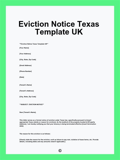 Eviction Notice Texas Template UK