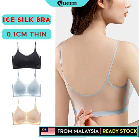 Ice Silk Bra Women Cm Thin Comfort Seamless Bra Beauty Back Push Up Bra Lingerie