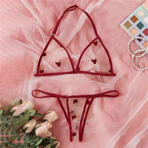 Conjunto Lingerie Sexy Fio Dental Fio Dental Roupa Íntima Feminina Sex Set Shopee Brasil