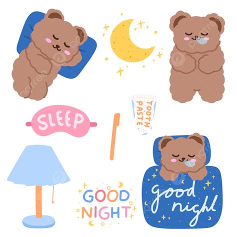 Bullet Journal Stickers White Transparent Korean Bear Sleeping Sticker