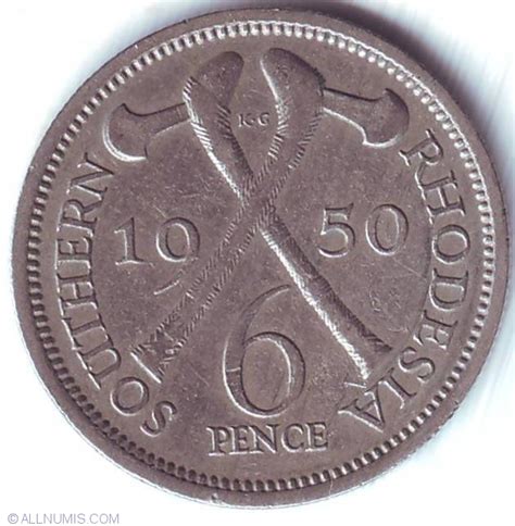 6 Pence 1950 British Colony 1923 1953 Southern Rhodesia Coin 24726