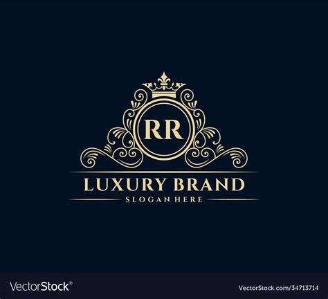 Rr Initial Letter Gold Calligraphic Feminine Vector Image