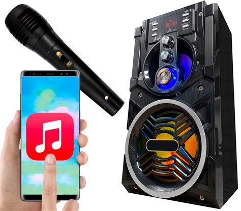 Zestaw Karaoke Boombox Przeno Ny G O Nik Aux Mp Led Rgb Bt W