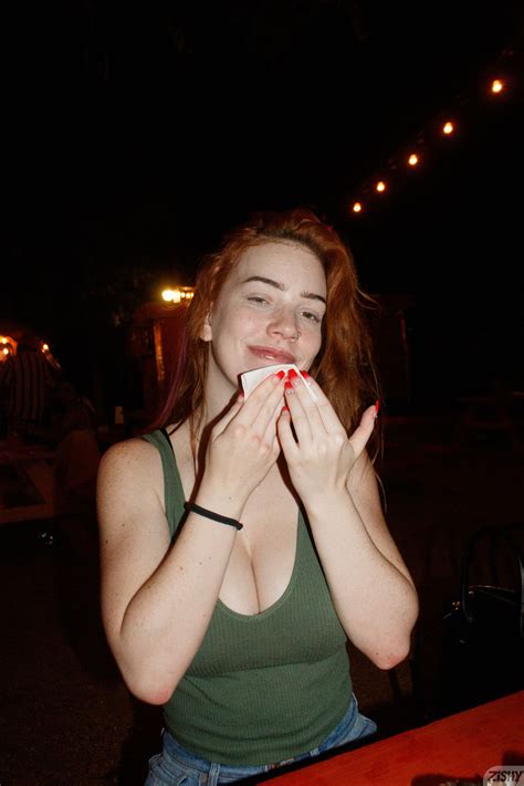 Nerdy Redhead Nala Brooks Flashes Her Big Tit In Public Strips Naked At Home CoedCherry