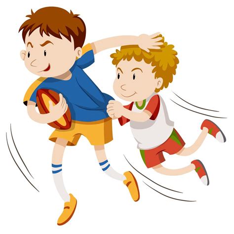 Two men playing rugby 366958 Vector Art at Vecteezy