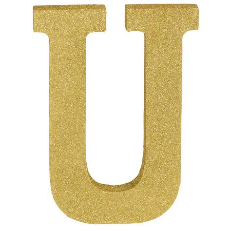 Gold Glitter Letter U 1ct Litins Party Value