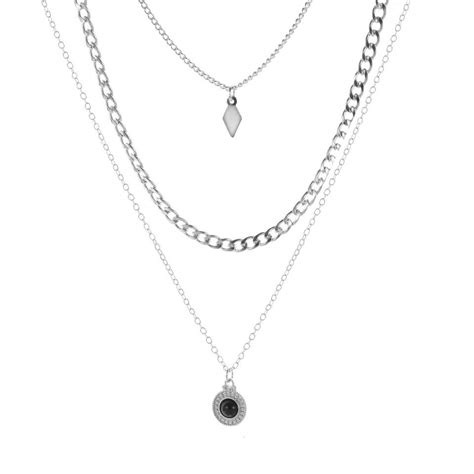 Collier multirang argent médaille noire BIJOUX FANTAISIE 2020