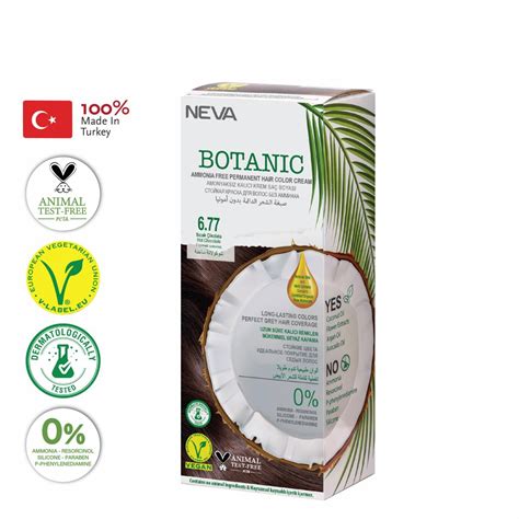 NEVA BOTANIC VEGAN AMMONIA FREE PERMANENT HAIR COLOR CREAM 6 77 HOT CHOCOLATE 60ML