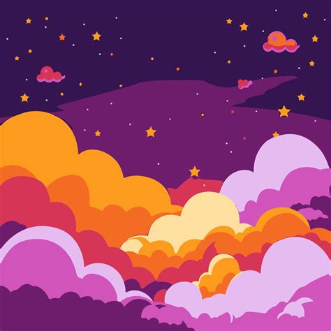Purple And Orange Clouds With Stars 50754612 Vector Art At Vecteezy