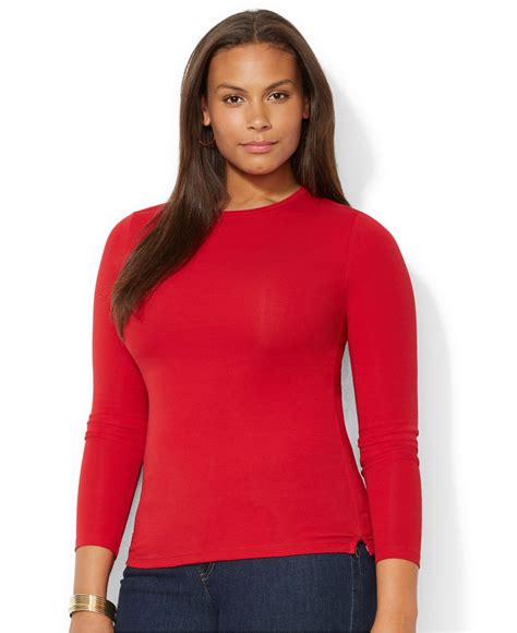 Lauren By Ralph Lauren Plus Size Long Sleeve Top In Red Rich Red Lyst