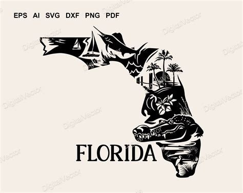 Florida Svg Map Silhouette Sunshine State Florida Orange Etsy New Zealand