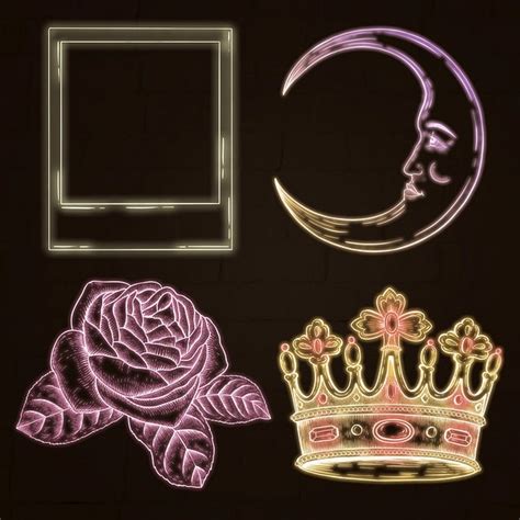 Cute Neon Sticker Set Design Premium Psd Rawpixel