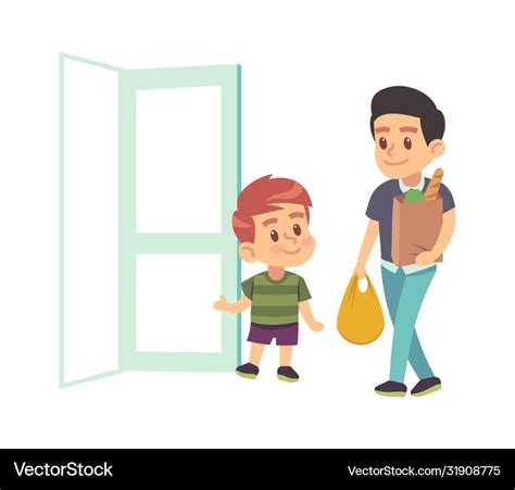 Kids Good Manners Boy Helping Adult Polite Vector Image