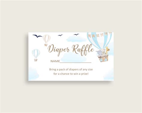 Hot Air Balloon Baby Shower Diaper Raffle Tickets Game Boy Etsy