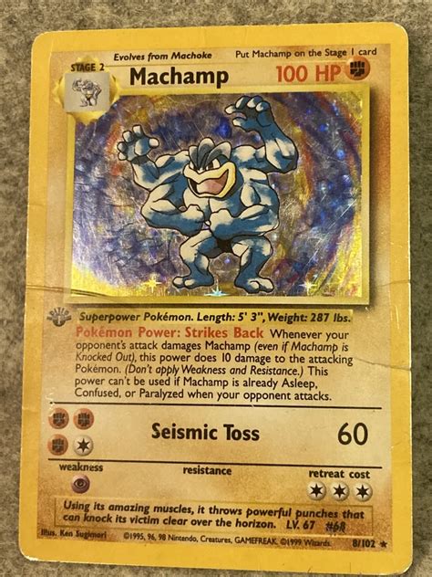 Pokemon Machamp Base Set 1st Edition Holographic 8102