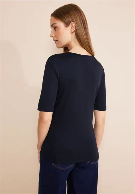 Street One T Shirt Avec Col En V Pour Femmes En Bleu Palmira Street One