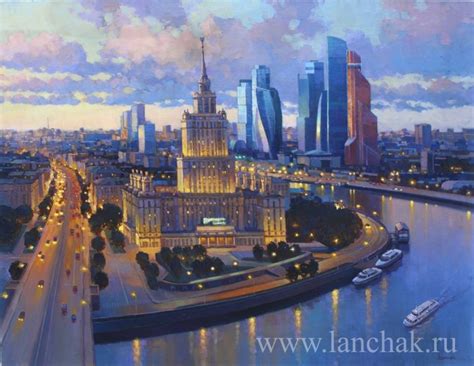Вечерняя Москва. Картина маслом художника Максима Ланчака. Купить ...