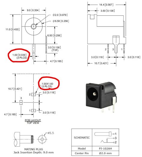 pcb dc barrel jack datasheet dimensions electrical engineering