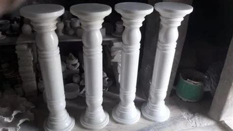 Round Polished White Marble Stand Pillers Size X X At Rs