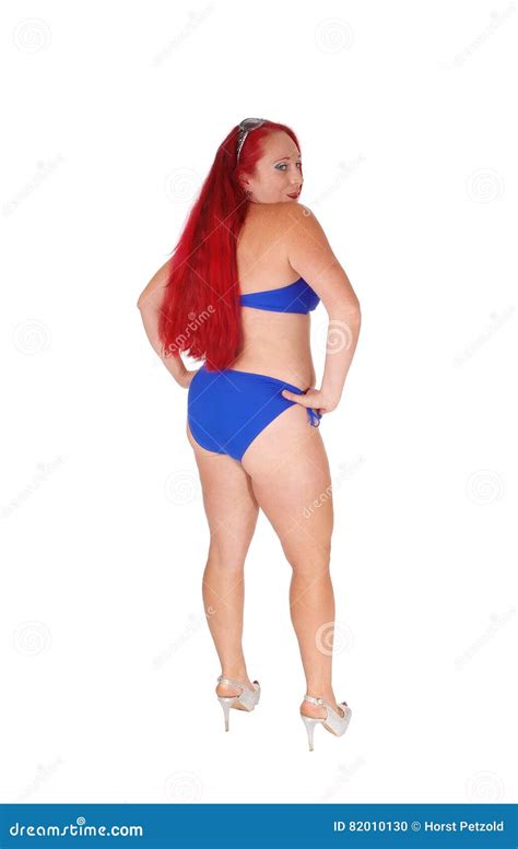 Mujer En Bikini Azul De La Parte Posterior Foto De Archivo Imagen De Figura Pelo 82010130