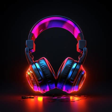 Premium Photo Vibrant Neon Light Wireless Headphones Pictures Black
